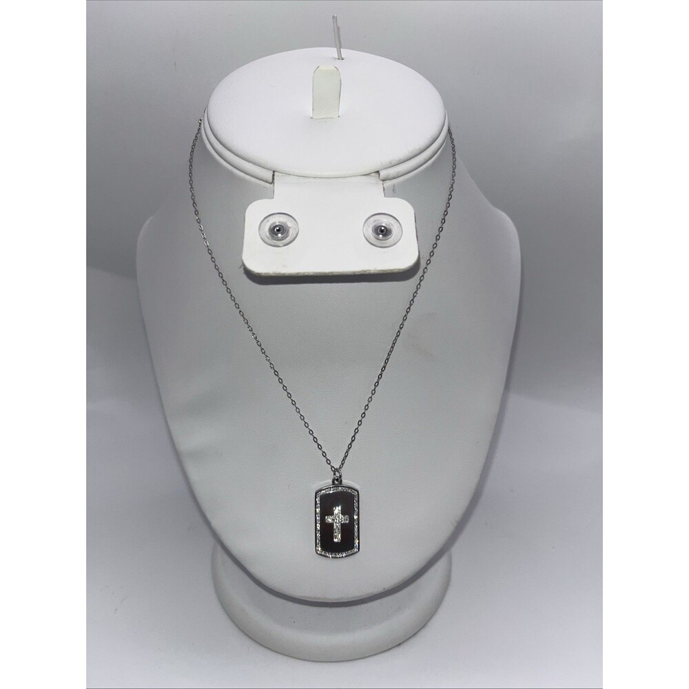 Brilliance Sterling Silver Cross Pendant Necklace With Austrian Crystals 1 Gram